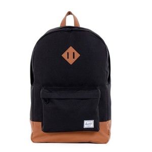 Herschel Black and leather Tan backpack